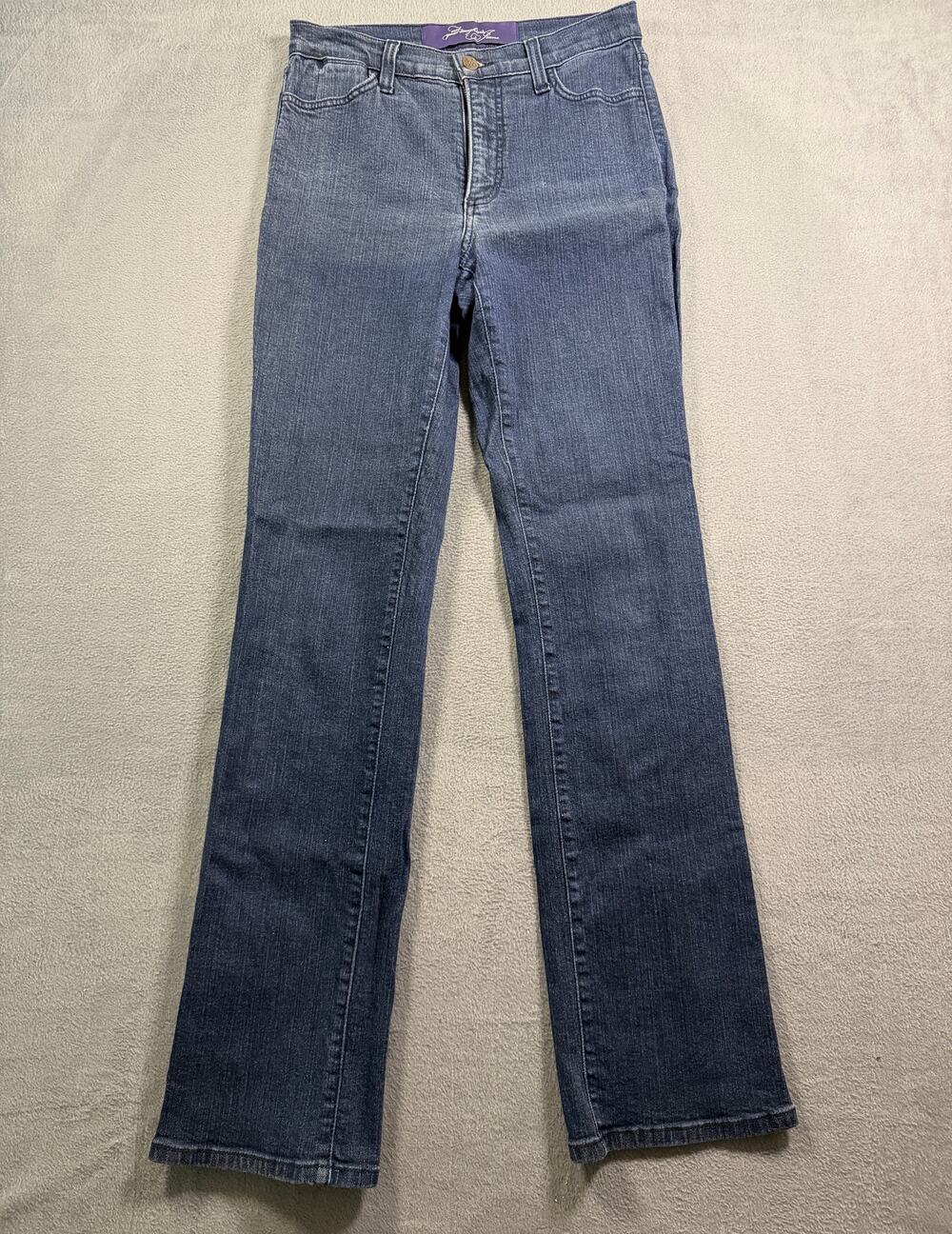 NYDJ Barbara Bootcut Jeans Womens Size 4 Dark Wash Indigo Blue Lift Tuck Stretch
